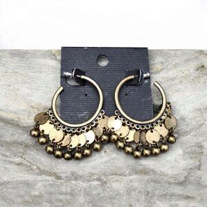 💎Vintage New Gold Tone Retro Boho Disc Hoop Earring
